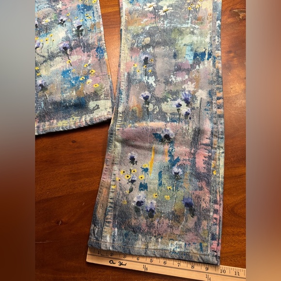 Free People Tennessee Low Rise Illusion Jeans Floral Canvas Paint Splatter Sz 28 - Picture 15 of 15